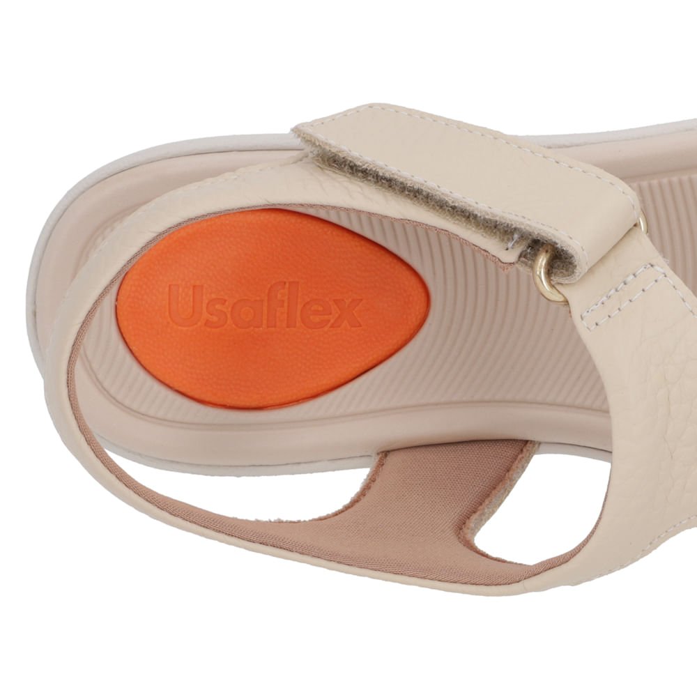 Sandália Plataforma Couro Bege Ajuste Fecho-Flex Bege 4