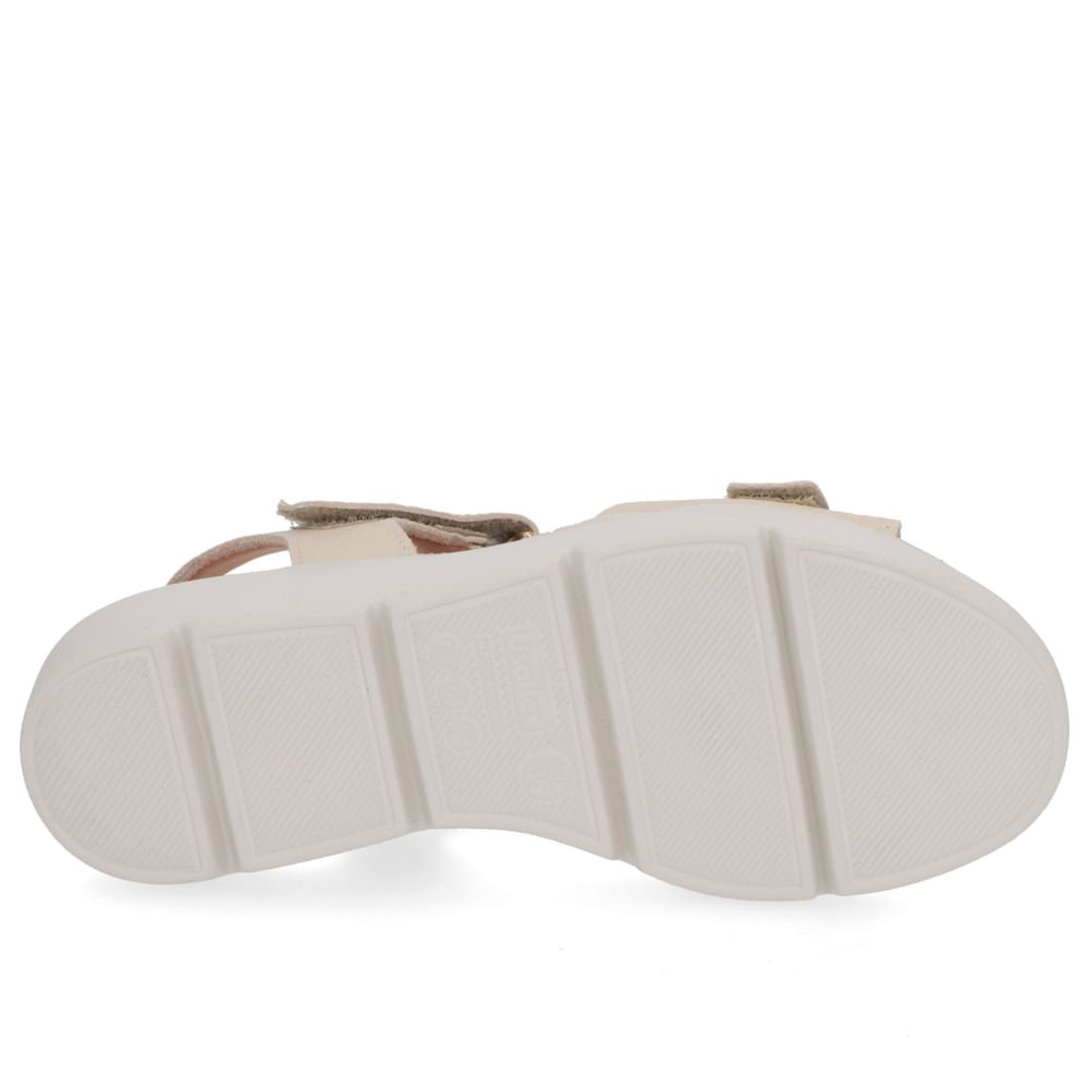 Sandália Plataforma Couro Bege Ajuste Fecho-Flex Bege 5