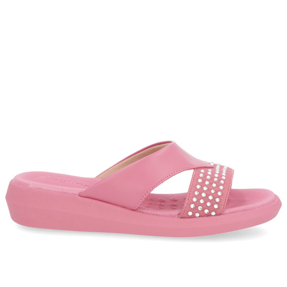 Tamanco Salto Plataforma Couro Rosa Brilho Rosa 1