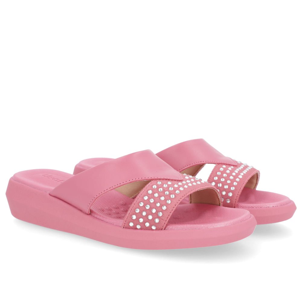 Tamanco Salto Plataforma Couro Rosa Brilho Rosa 2