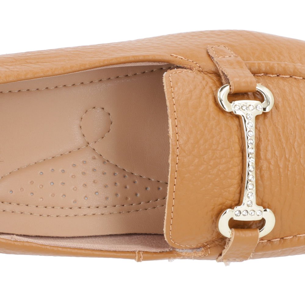 Loafer Marrom Couro Salto Embutido Bege 4