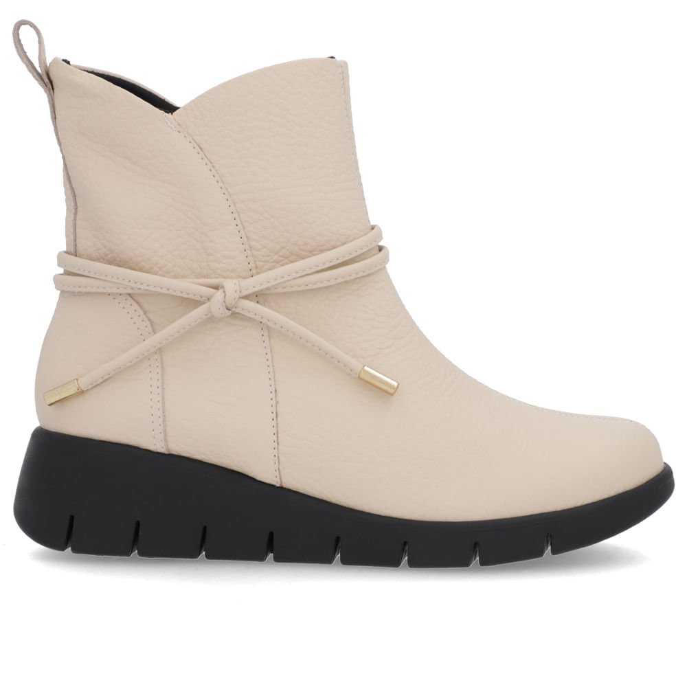 Bota Salto Plataforma Bege Couro Tira