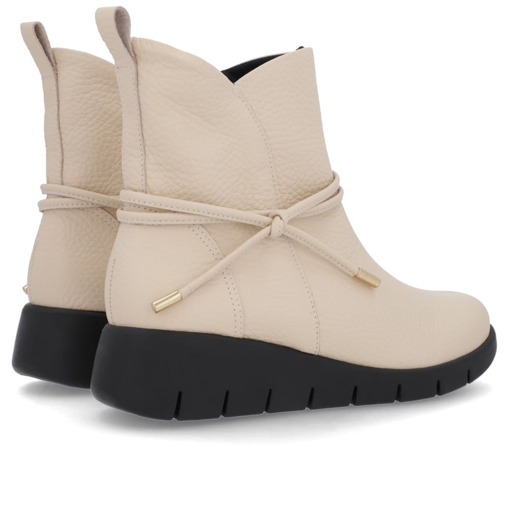 Bota Salto Plataforma Bege Couro Tira Bege 3