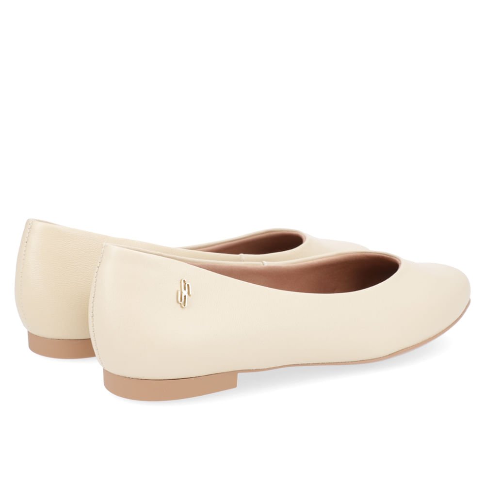 Sapatilha Bege Couro Bico Redondo Bege 3