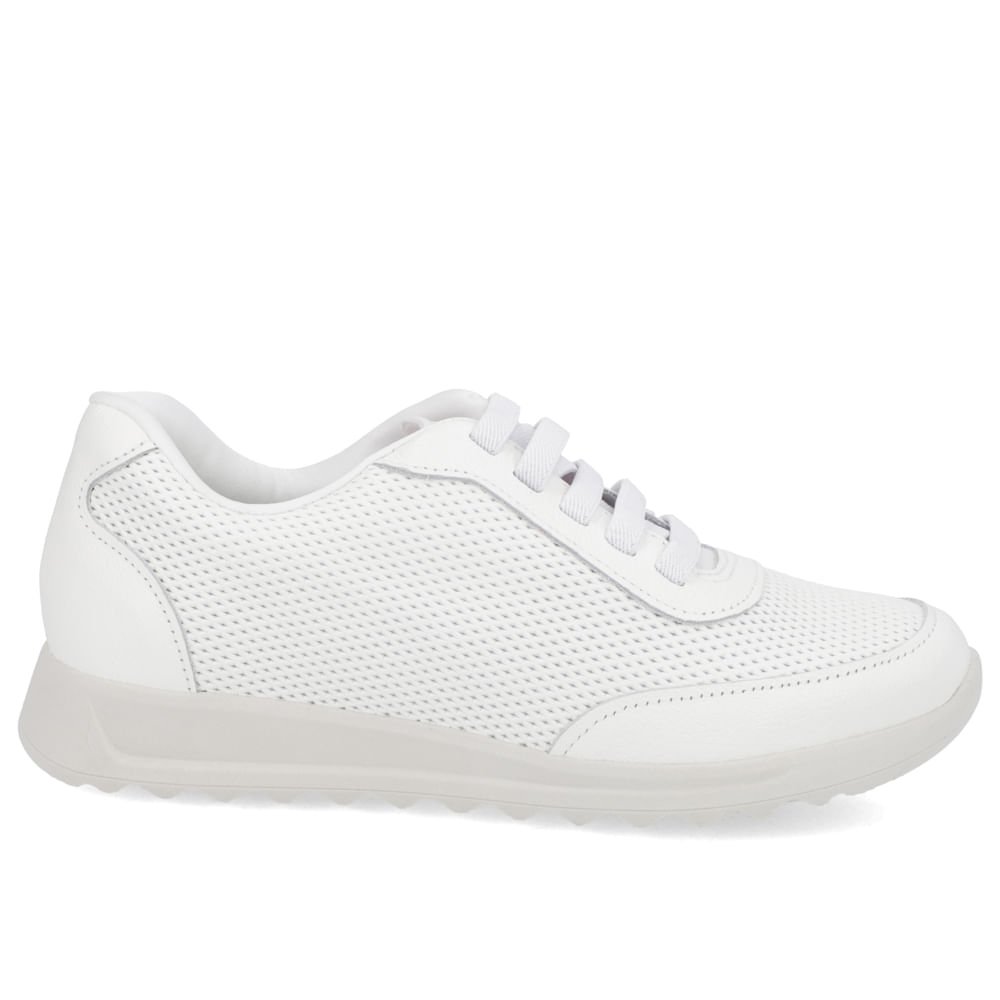 Tênis Casual Branco Couro