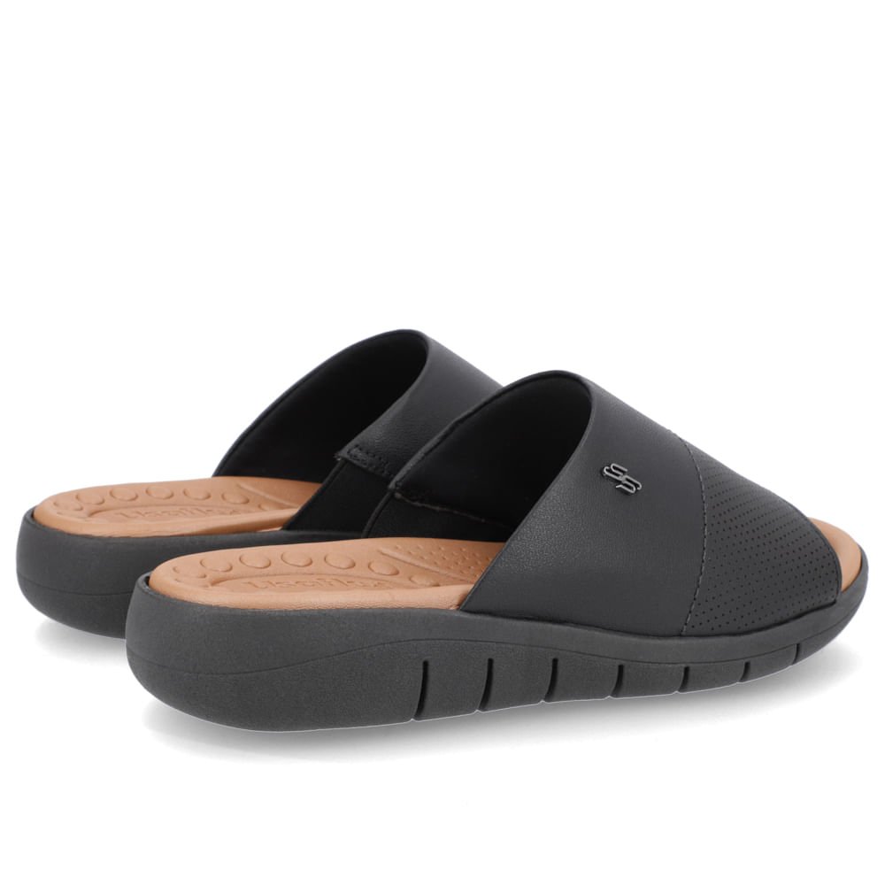 Tamanco Slide Preto Couro Plataforma Preto 3