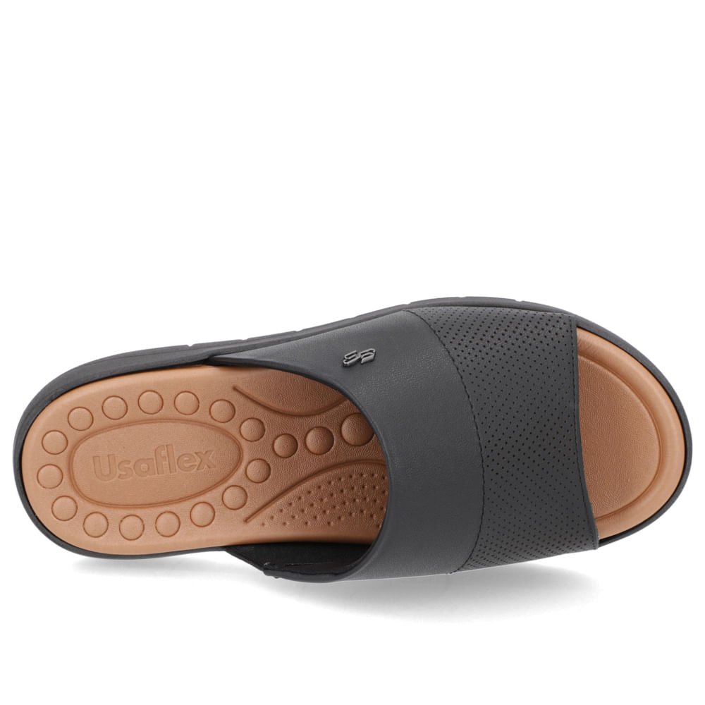 Tamanco Slide Preto Couro Plataforma Preto 4