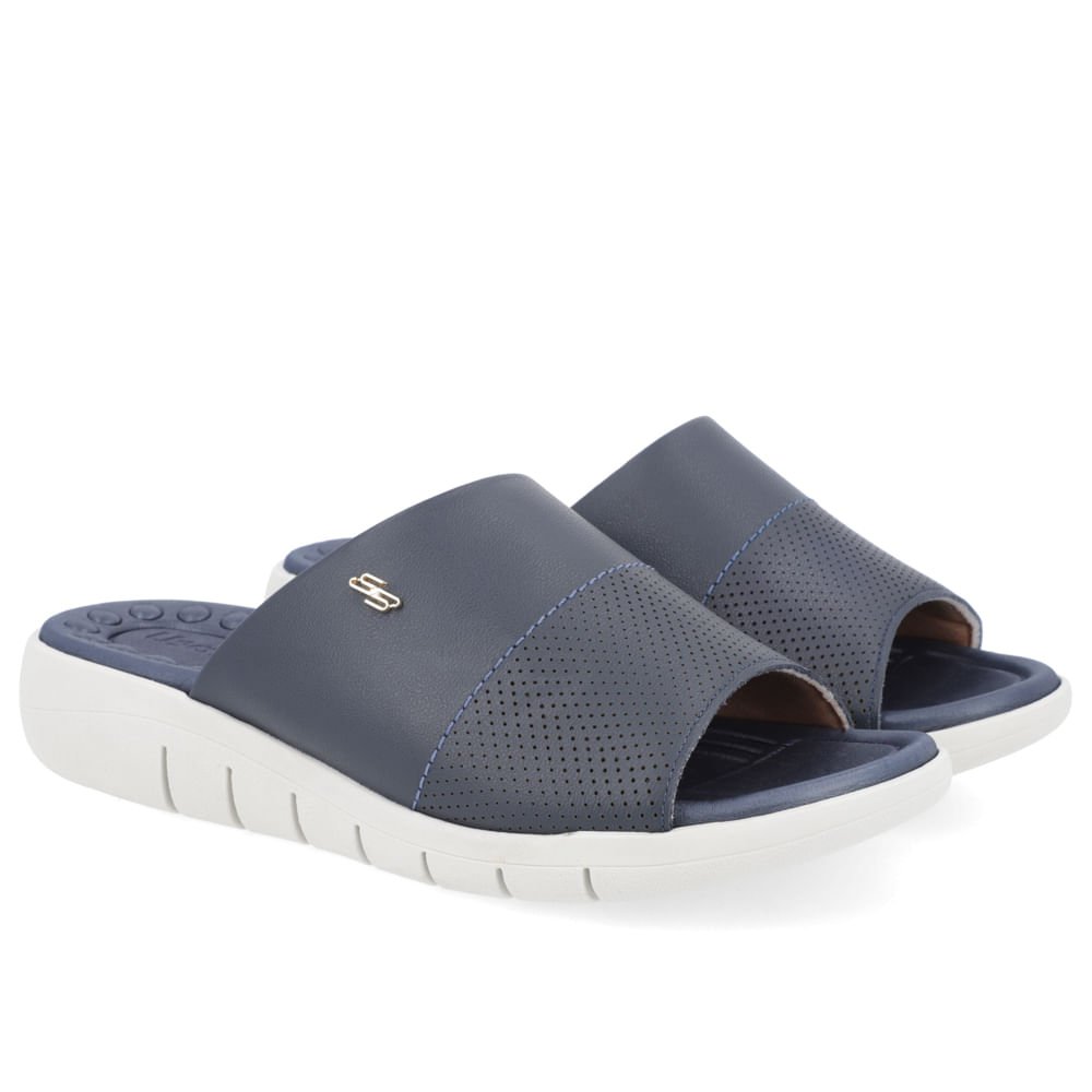 Tamanco Slide Azul Couro Plataforma Azul 2