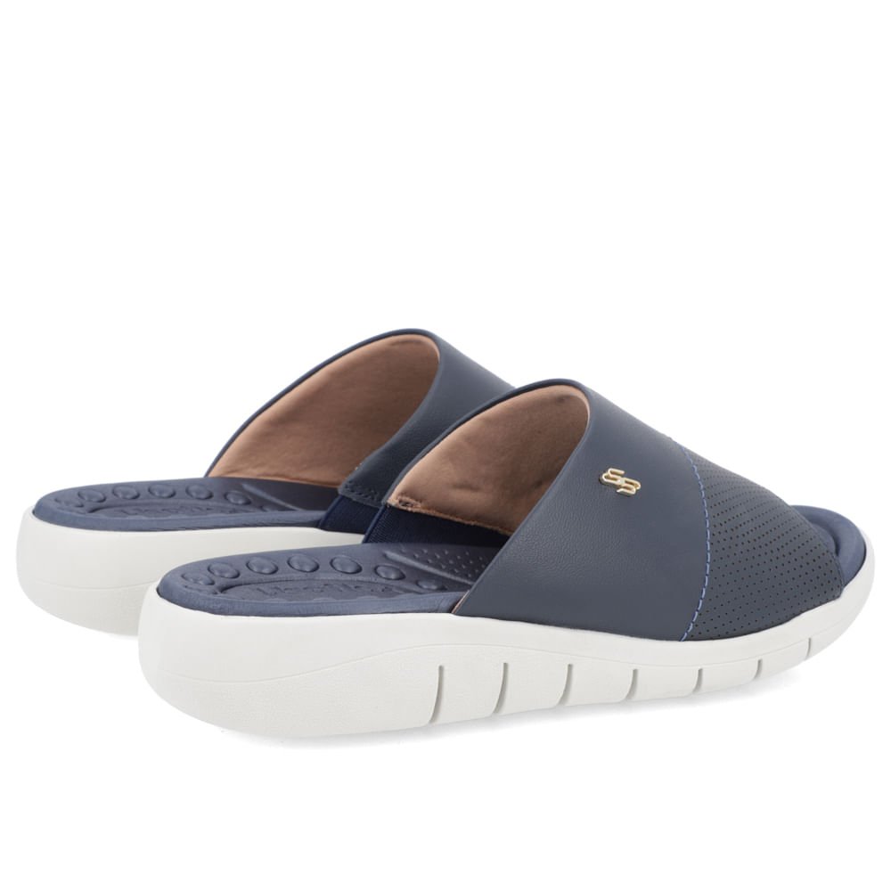 Tamanco Slide Azul Couro Plataforma Azul 3