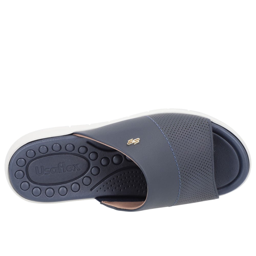 Tamanco Slide Azul Couro Plataforma Azul 4