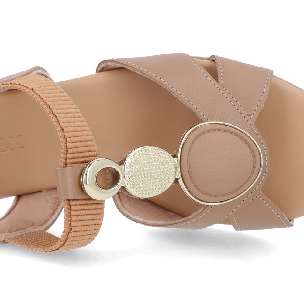 Sandália Salto Bloco Couro Marrom Enfeite Marrom 4