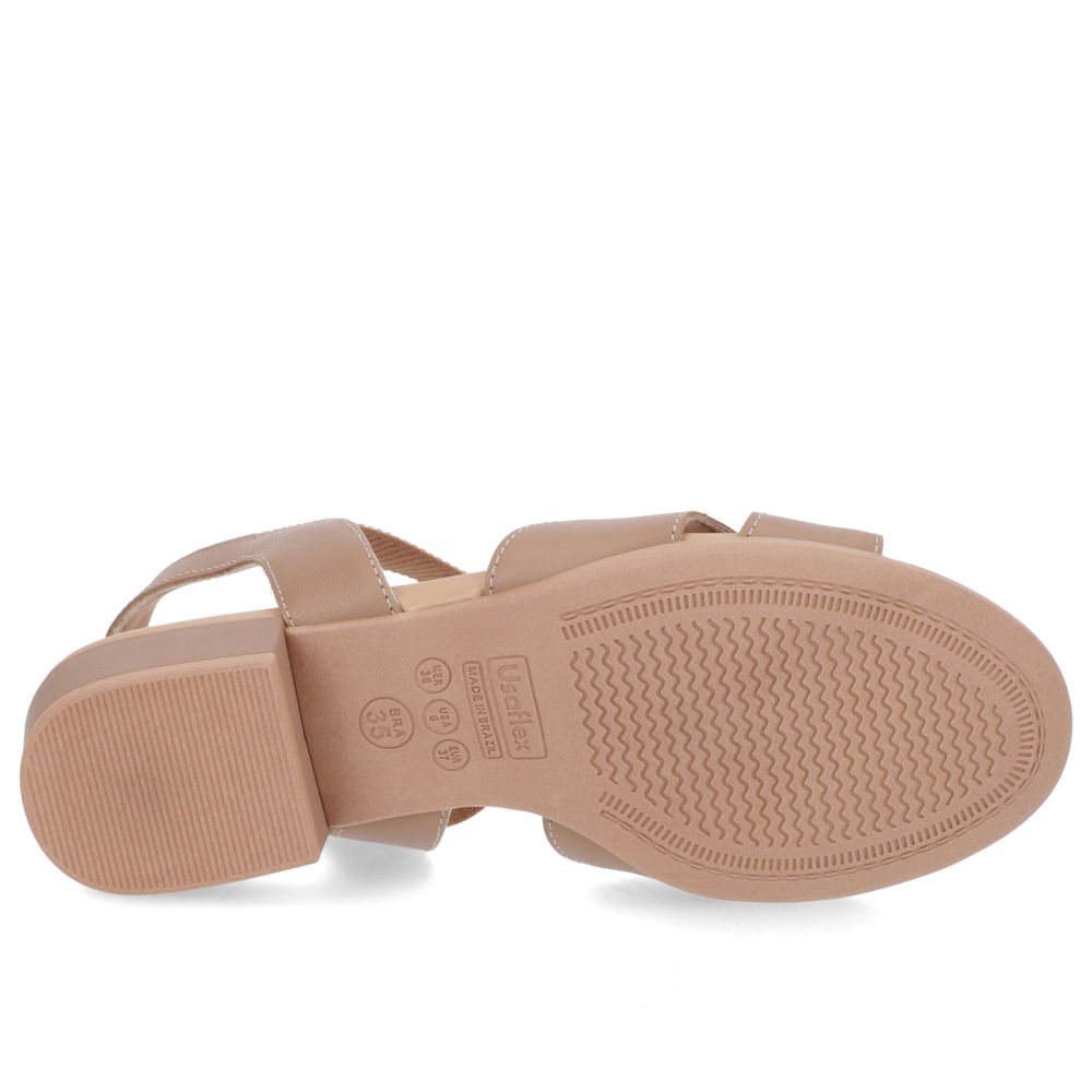 Sandália Salto Bloco Couro Marrom Enfeite Marrom 5