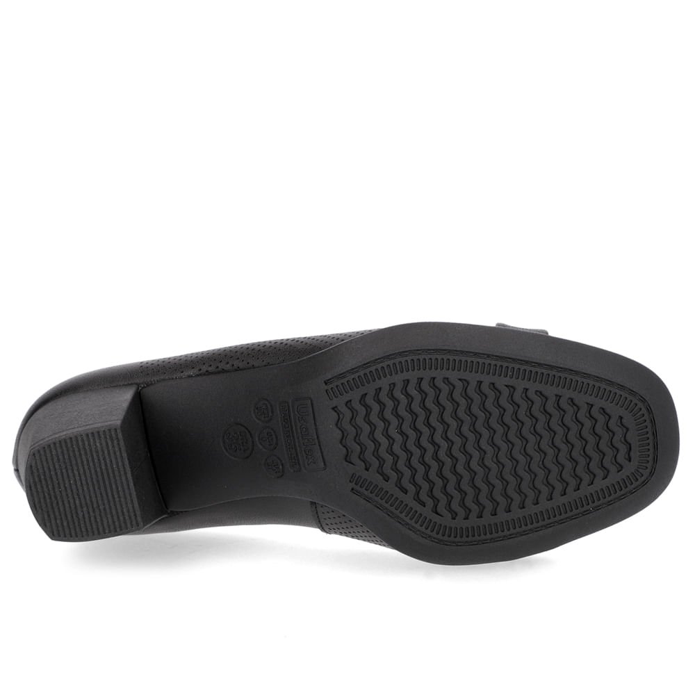 Scarpin Couro Preto Salto Bloco Médio Preto 5