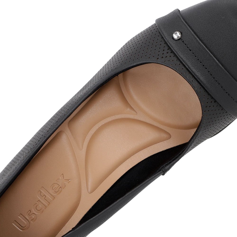 Scarpin Couro Preto Salto Bloco Médio Preto 4