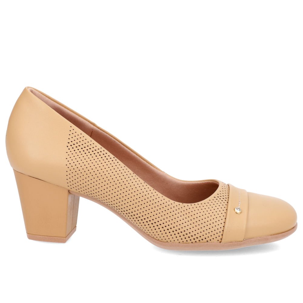 Scarpin Couro Marrom Salto Bloco Médio