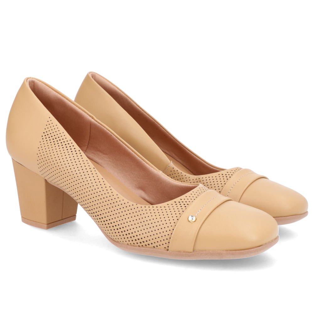 Scarpin Couro Marrom Salto Bloco Médio Marrom 2