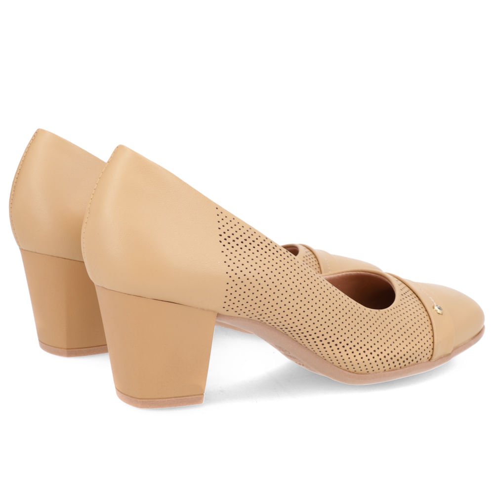 Scarpin Couro Marrom Salto Bloco Médio Marrom 3