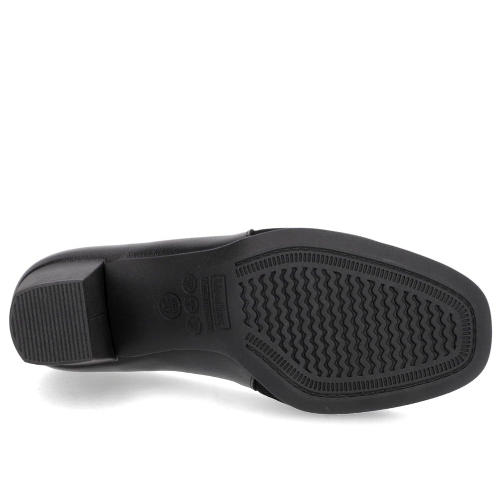 Scarpin Couro Preto Salto Bloco Médio Enfeite Preto 5