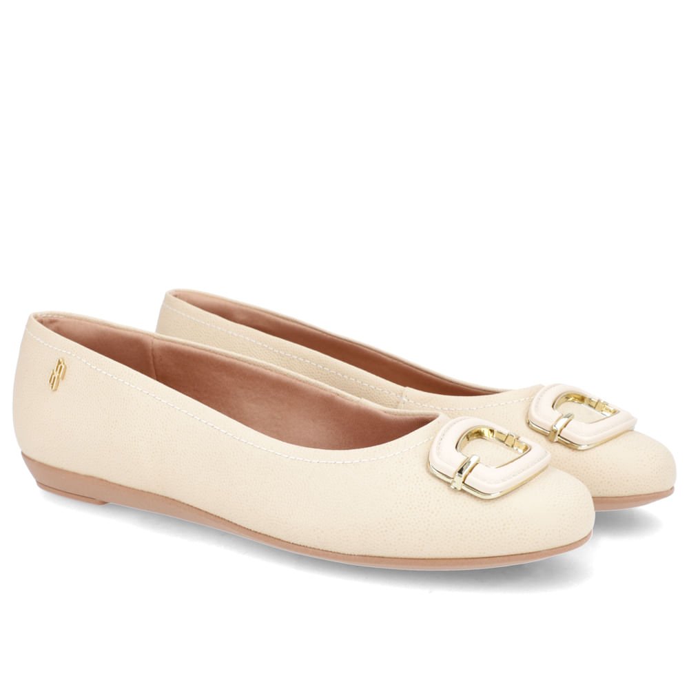 Sapatilha Bege Couro Enfeite Couro Bege 2