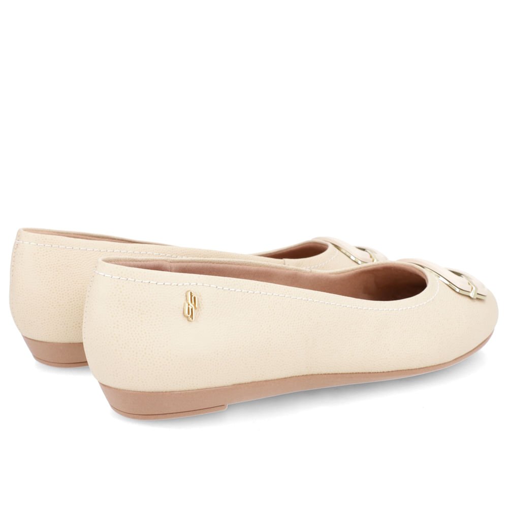 Sapatilha Bege Couro Enfeite Couro Bege 3