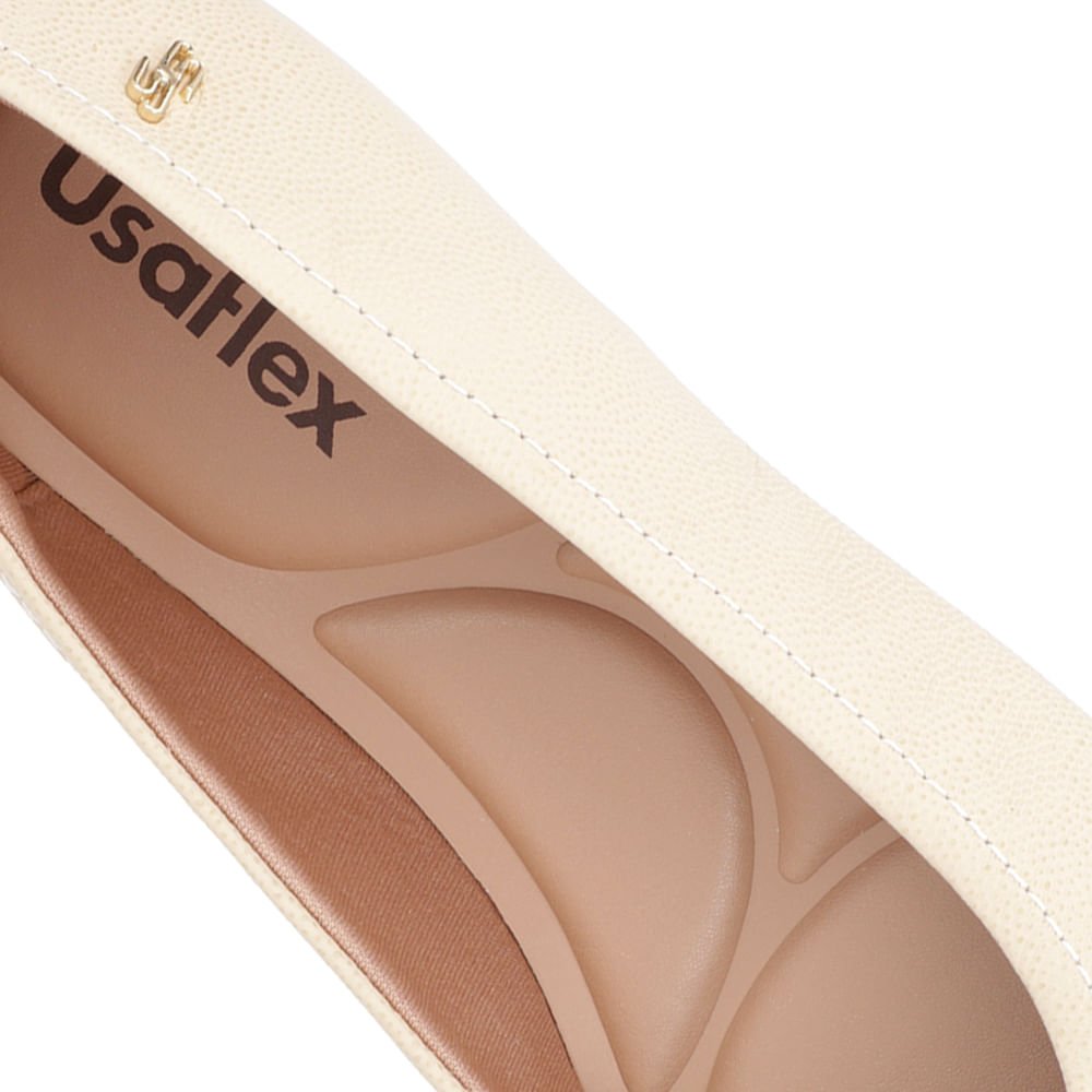 Sapatilha Bege Couro Enfeite Couro Bege 4