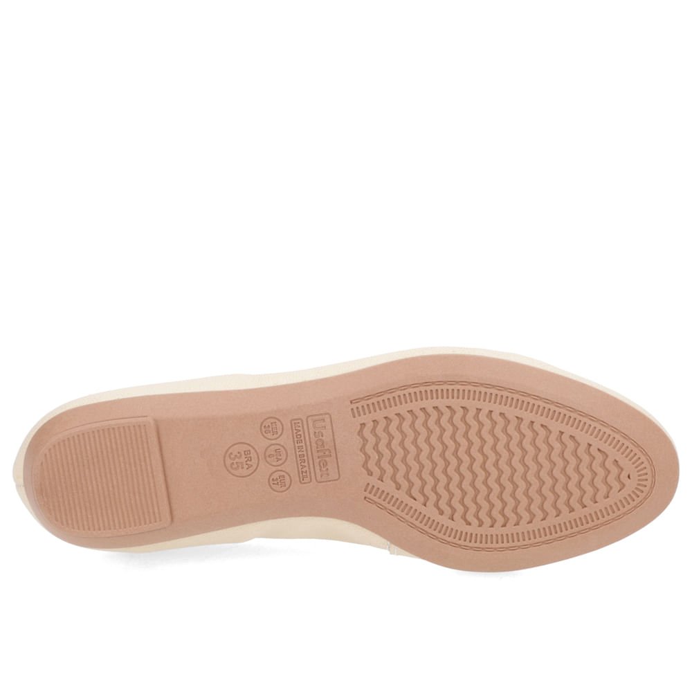 Sapatilha Bege Couro Enfeite Couro Bege 5