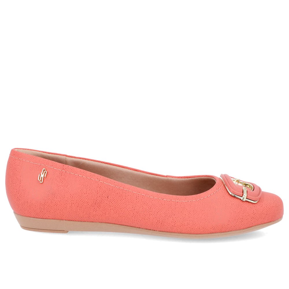 Sapatilha Laranja Couro Enfeite Couro