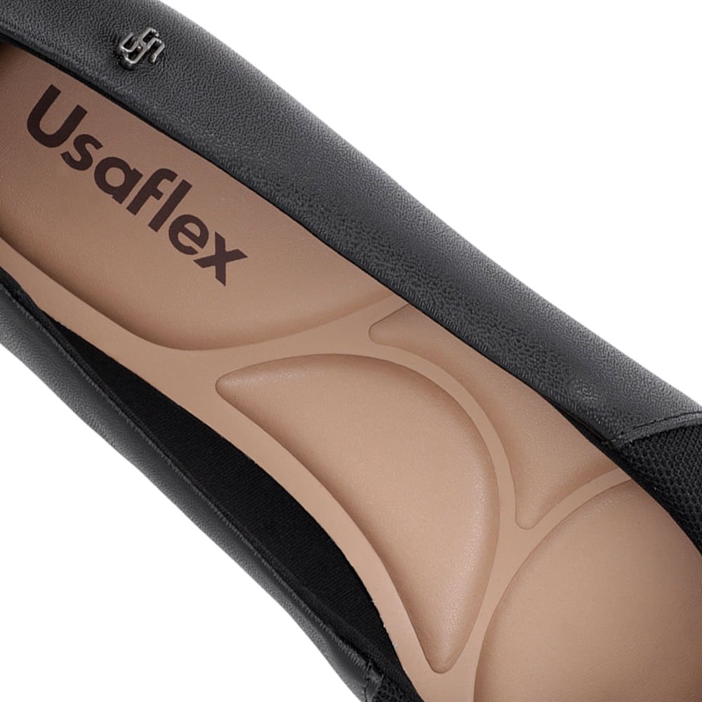 Sapatilha Preta Couro Enfeite Rasteira Preto 4