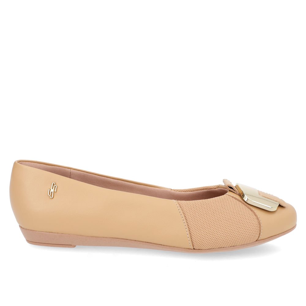 Sapatilha Marrom Couro Enfeite Rasteira