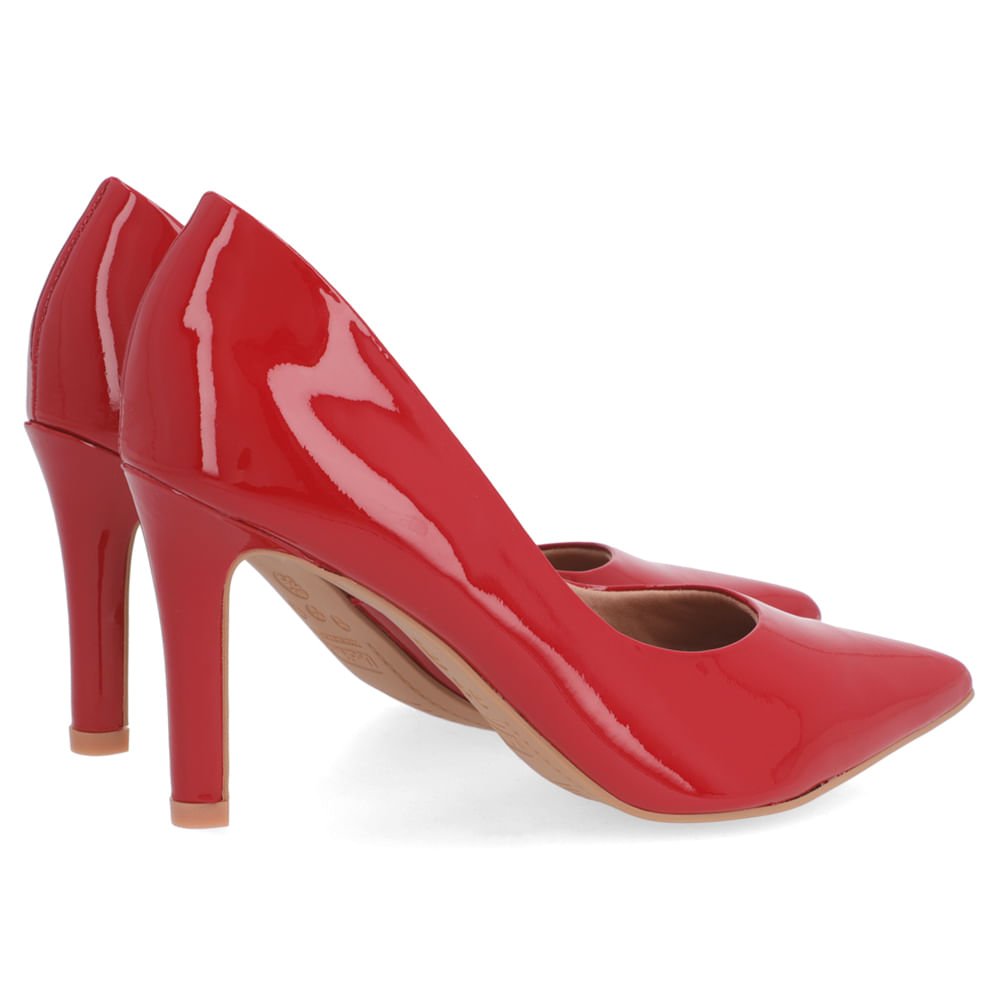 Scarpin Vermelho Salto Alto Couro Bico Fino Vermelho 3