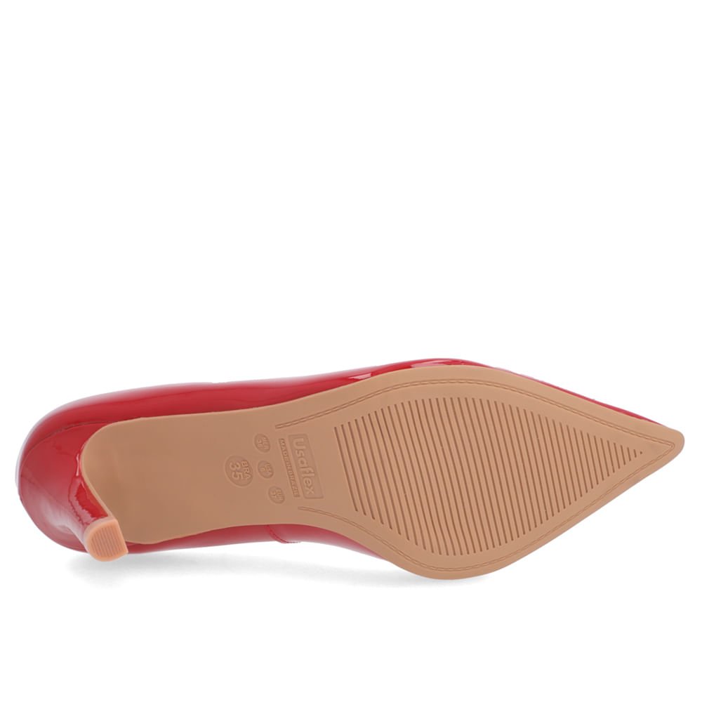 Scarpin Vermelho Salto Alto Couro Bico Fino Vermelho 5