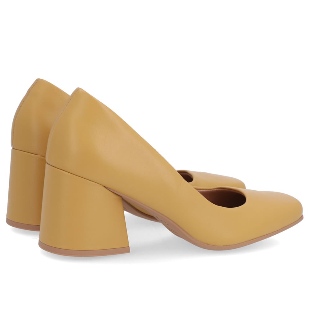 Scarpin Couro Amarelo Salto Bloco Amarelo 3