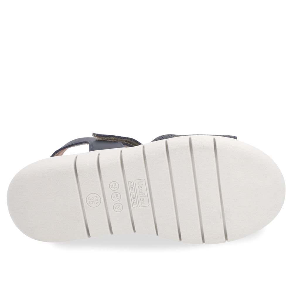 Sandália Plataforma Couro Azul Tira Larga Fecho-Flex Azul 5