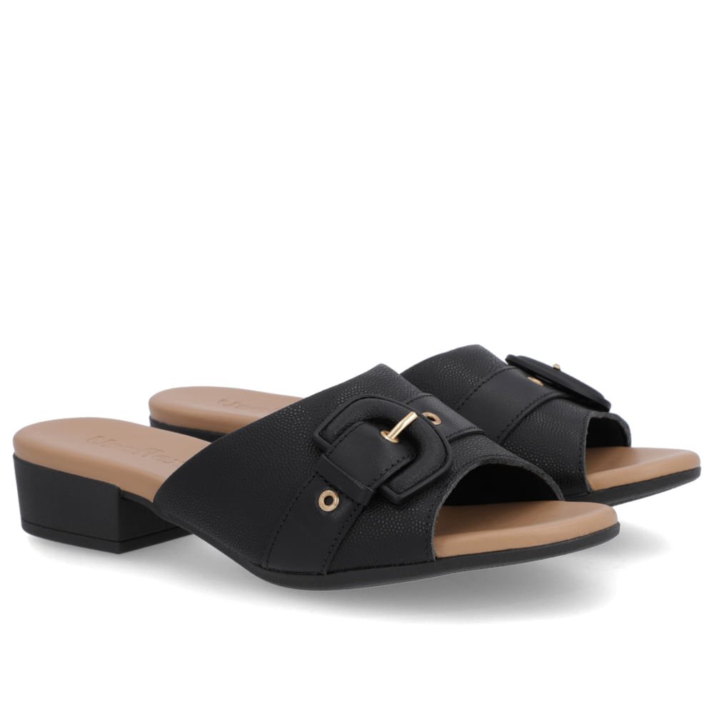 Tamanco Preto Couro Enfeite Fivela Preto 2