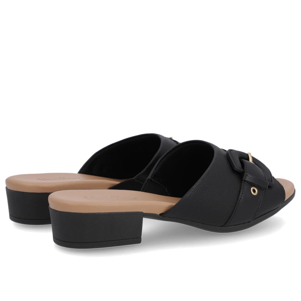 Tamanco Preto Couro Enfeite Fivela Preto 3