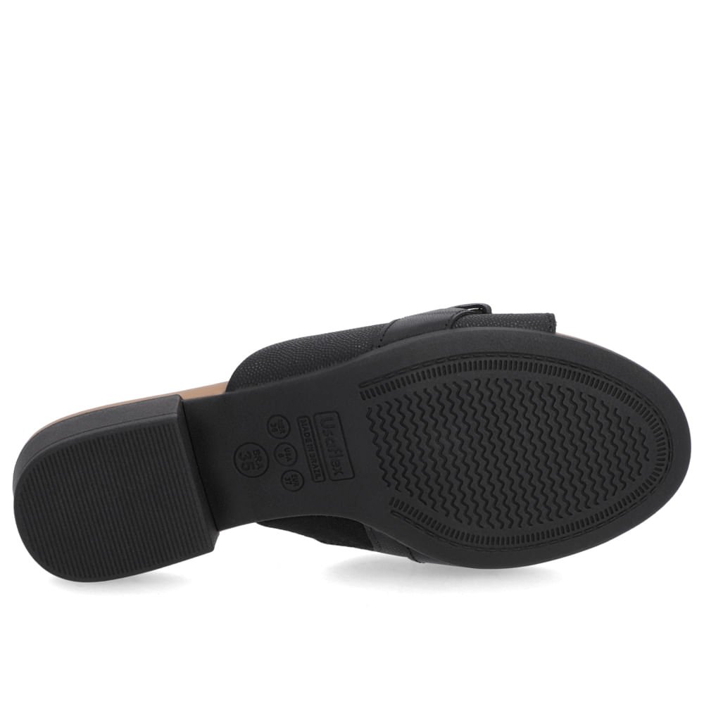 Tamanco Preto Couro Enfeite Fivela Preto 5