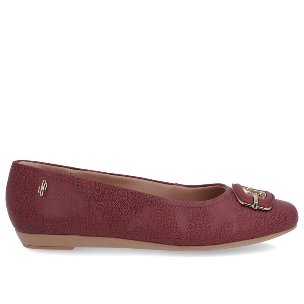 Sapatilha Vermelha Couro Enfeite Couro Bordô 1