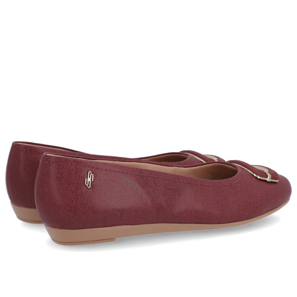 Sapatilha Vermelha Couro Enfeite Couro Bordô 3