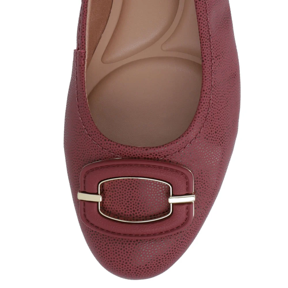 Sapatilha Vermelha Couro Enfeite Couro Bordô 4