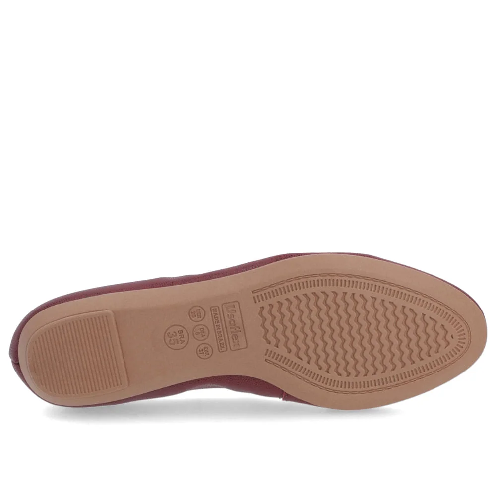 Sapatilha Vermelha Couro Enfeite Couro Bordô 5