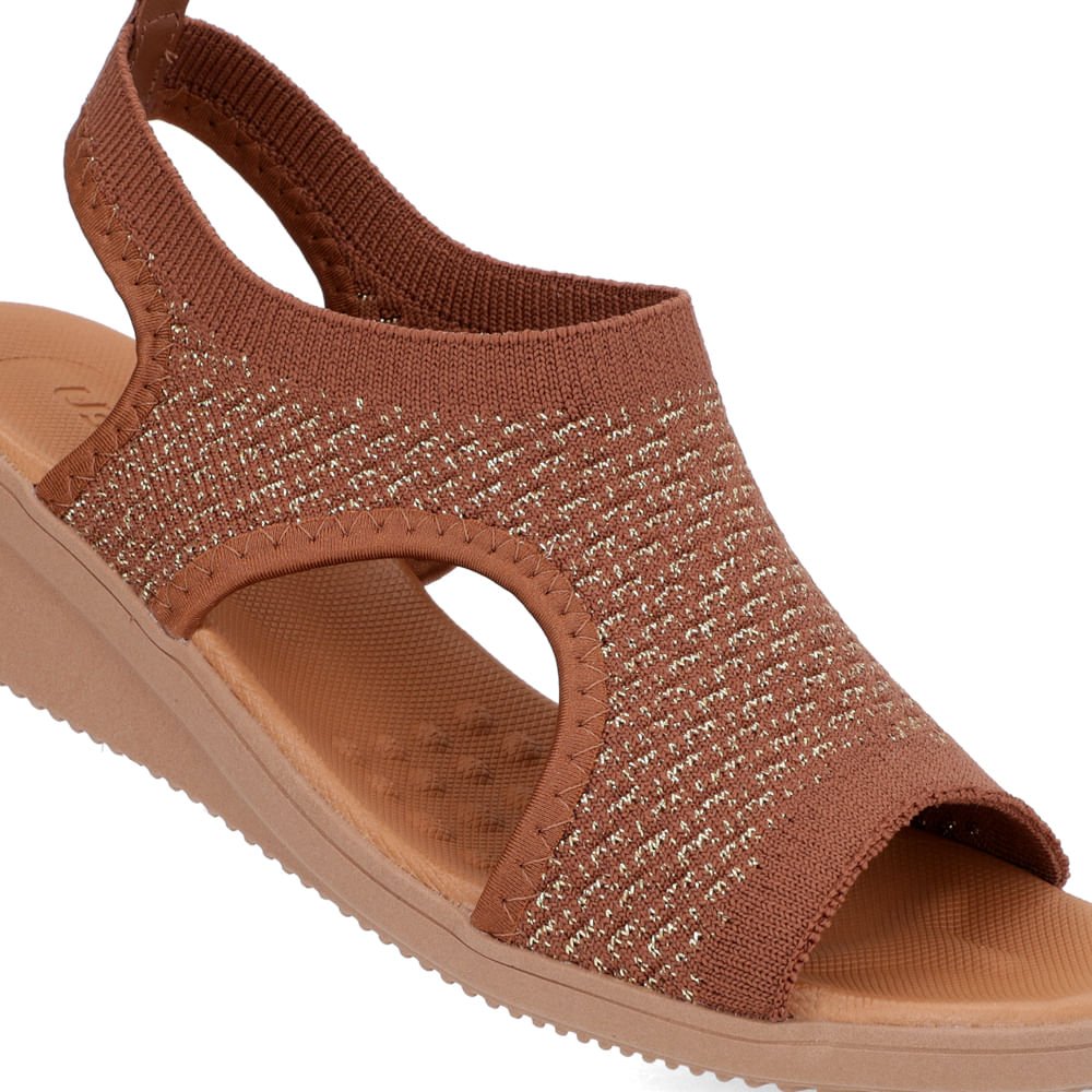 Sandália Plataforma Tecido Tricot Marrom Marrom 4