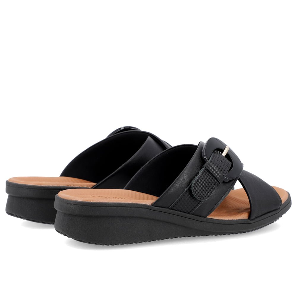 Tamanco Plataforma Couro Preto Enfeite Fivela Preto 3