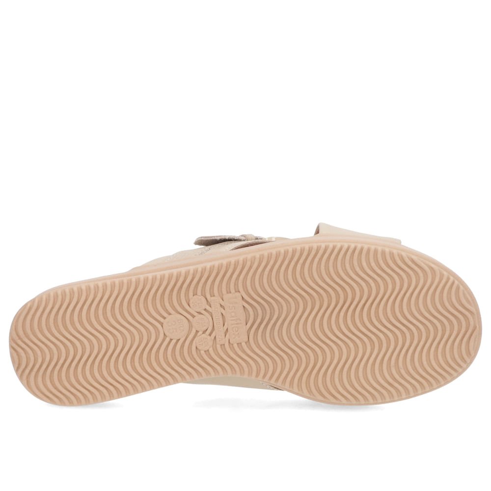 Tamanco Plataforma Couro Bege Enfeite Fivela Bege 5