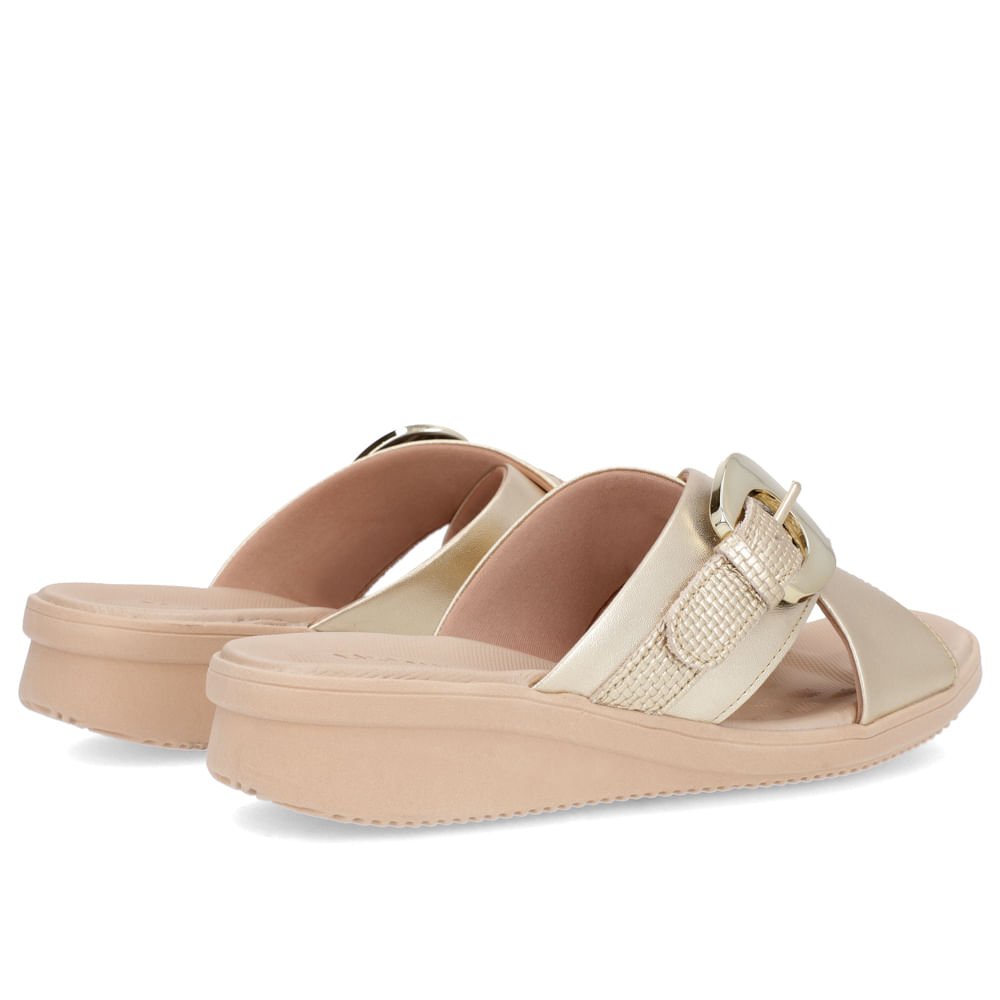 Tamanco Plataforma Couro Dourado Enfeite Fivela Dourado 3