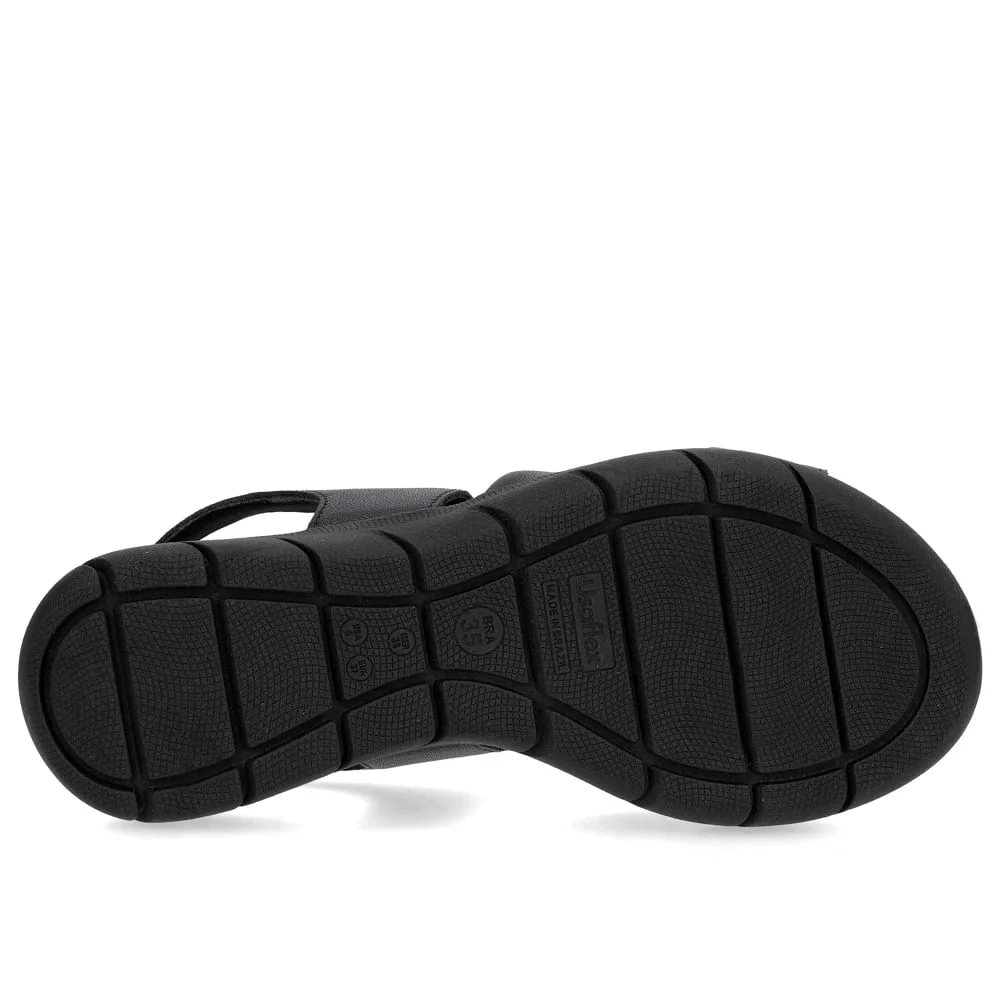 Sandália Plataforma Couro Preto Detalhe Metalizado Preto 5