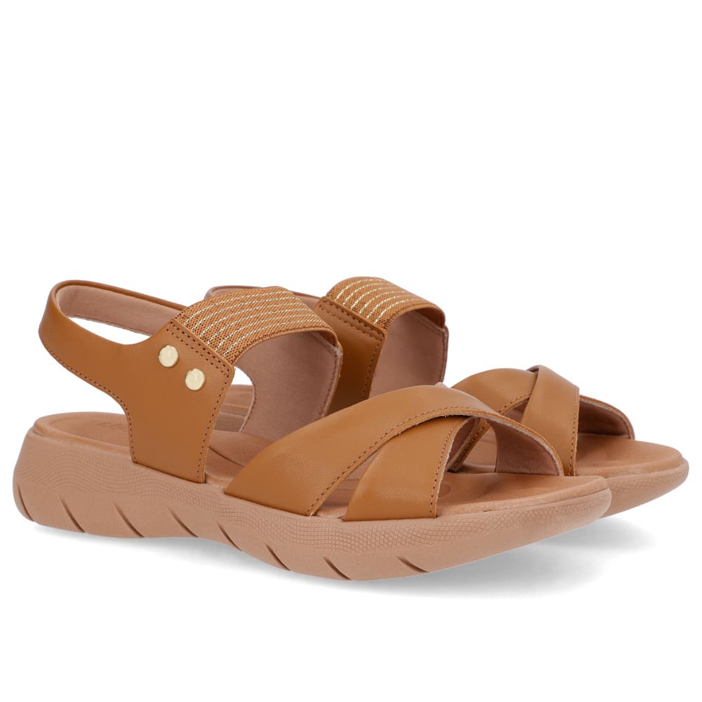 Sandália Plataforma Couro Marrom Detalhe Metalizado Marrom 2