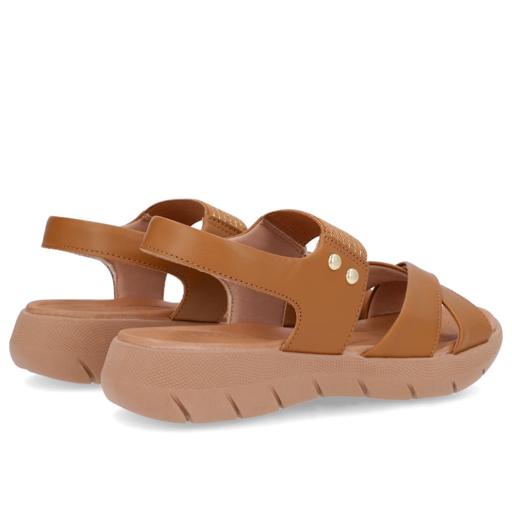 Sandália Plataforma Couro Marrom Detalhe Metalizado Marrom 3