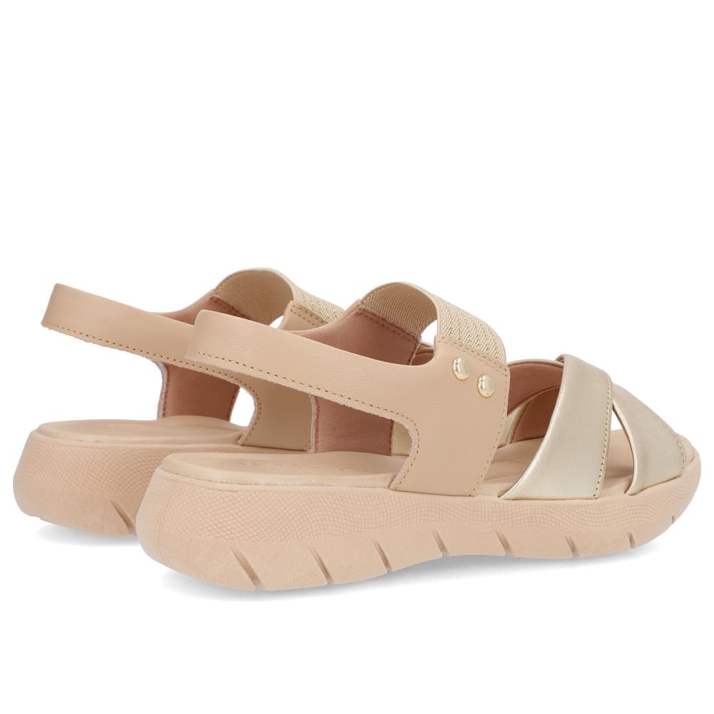 Sandália Plataforma Couro Dourado Detalhe Metalizado Dourado 3