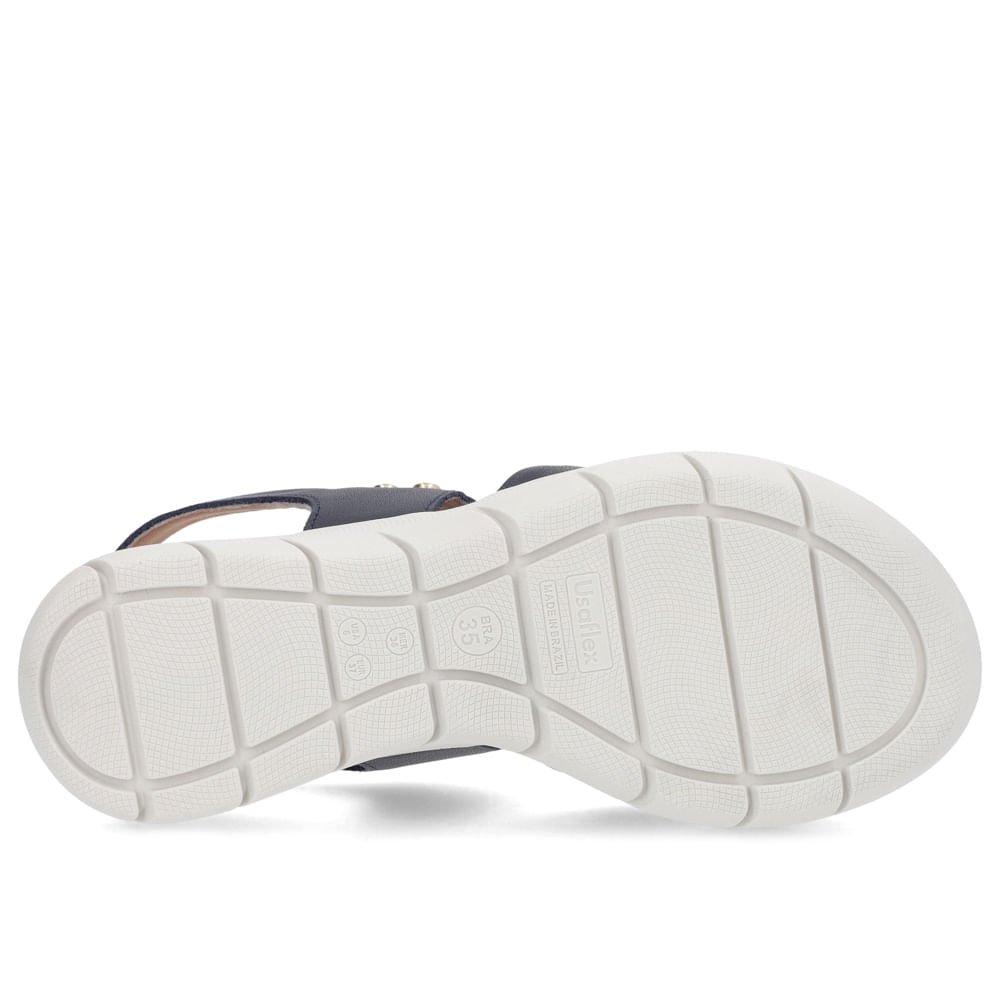 Sandália Plataforma Couro Azul Detalhe Metalizado Azul 5