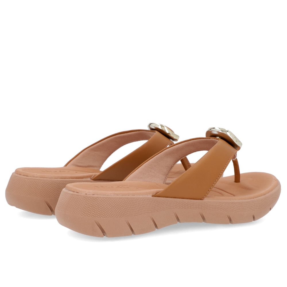 Chinelo Plataforma Couro Marrom Detalhe Enfeite Marrom 3